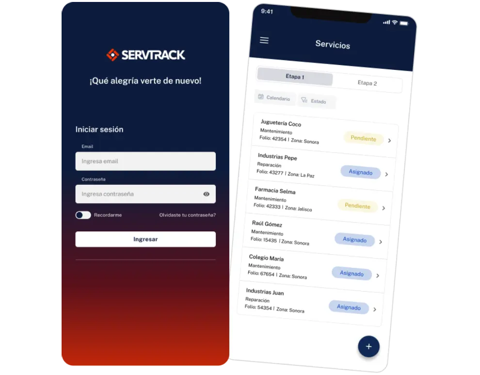 Aplicación móvil servtrack